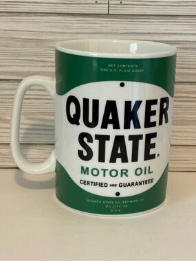 Giant Quaker State Oil Can Coffee Mug 6" Garage Decor Man Cave Mechanic Gift
